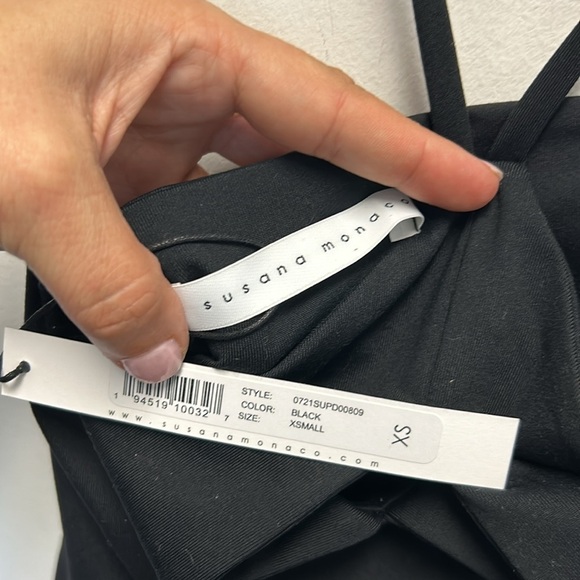 Susana Monaco Halter Open Front Midi Dress in Black - Picture 2 of 5